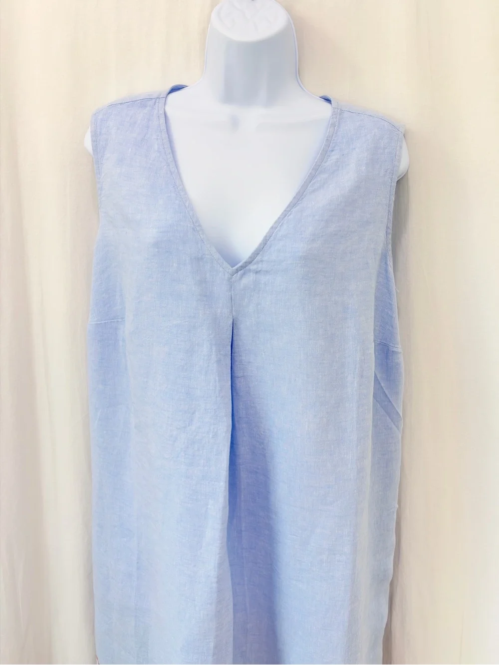 J. Jill Love Linen Cornflower Blue sleeveless v-neck 100% linen dress Size 1X - Picture 8 of 16